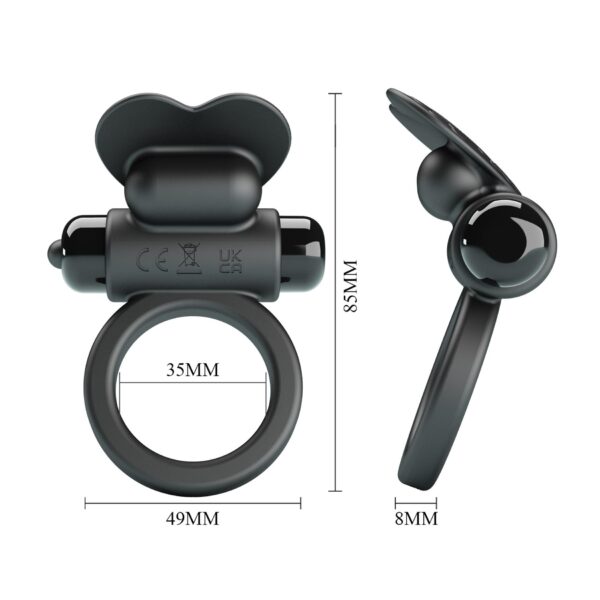 PRETTY LOVE   VIBRANT PENIS RING DEBONAIRE Black, 10 vibration functions - obrazek 8