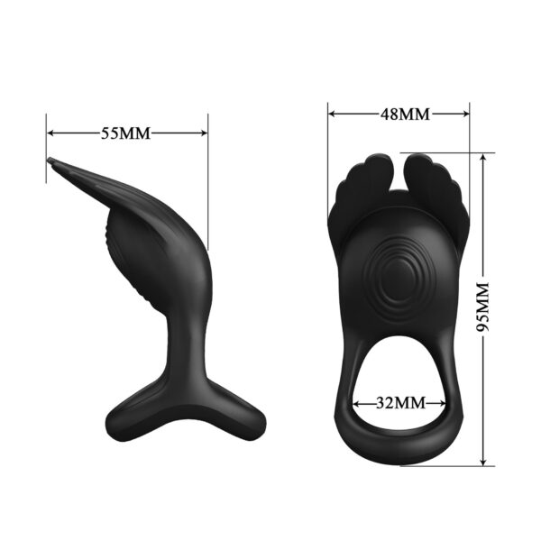 PRETTY LOVE   VIBRANT PENIS RING SILAS Black, 7 vibration functions - obrazek 8