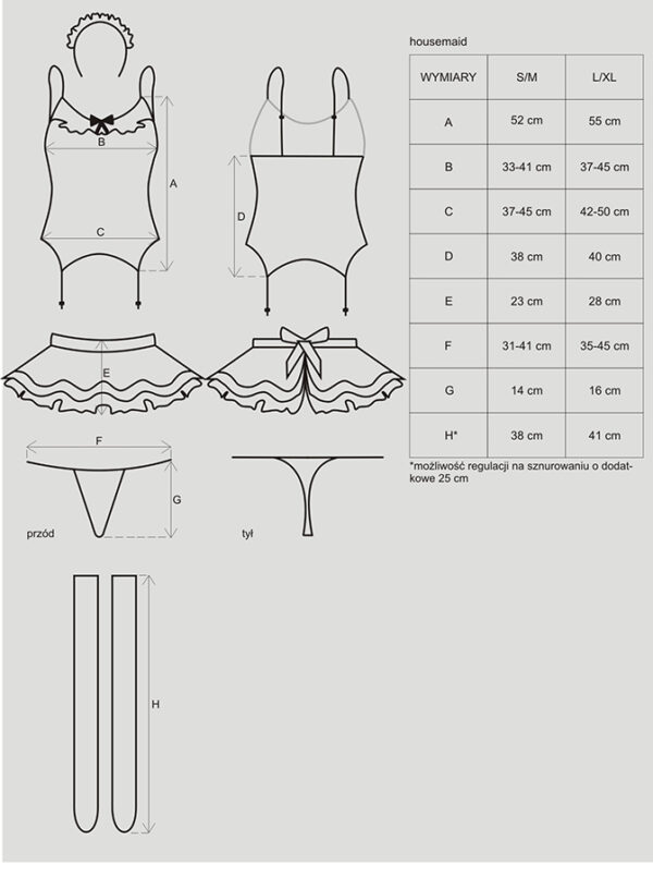 Bielizna Housemaid kostium 5 częściowy L/XL - obrazek 8