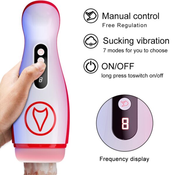 Masturbator   Vibrating  Masturbation Cup , 7 Suction Power, 7 Vibration Setting - obrazek 9