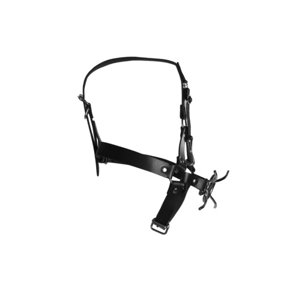 Head Harness with Spider Gag and Nose Hooks   Black - obrazek 9