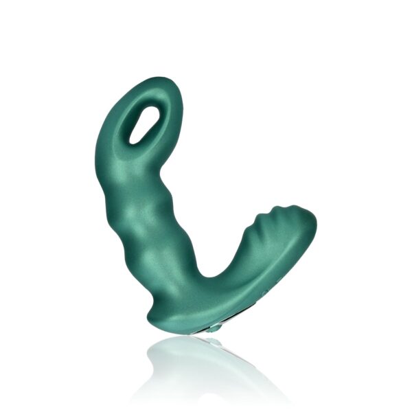 Beaded Vibrating Prostate Massager with Remote Control   Metallic Green - obrazek 9