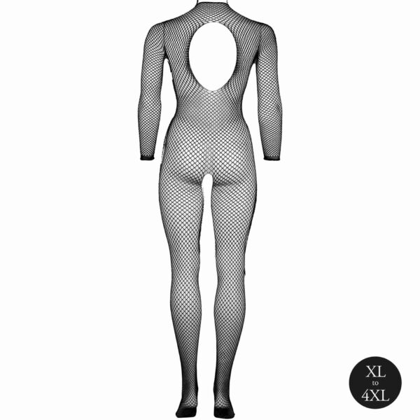 Bodystocking with fishnet structure, open crotch and turtle neck. - obrazek 9