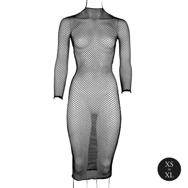 Long dress with fishnet structure and turtle neck. - obrazek 9