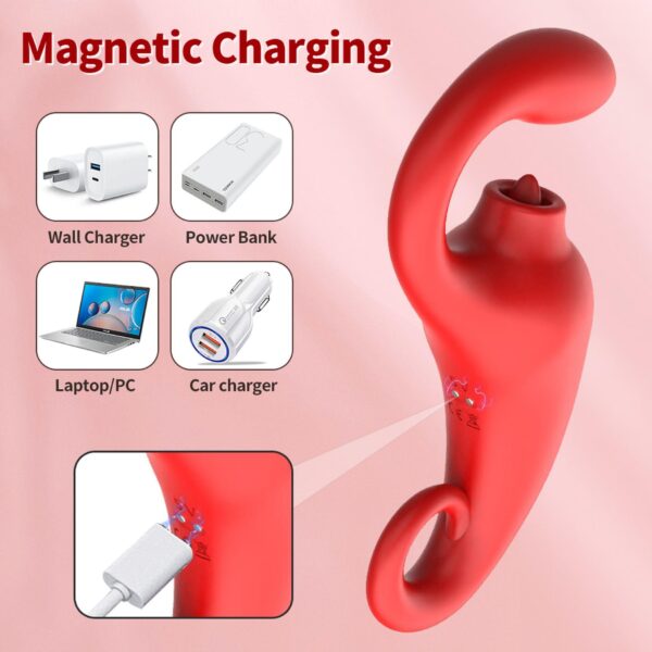 Wibrator Merfi, 10 vibration functions, 10 frequency tongue licking USB - obrazek 9