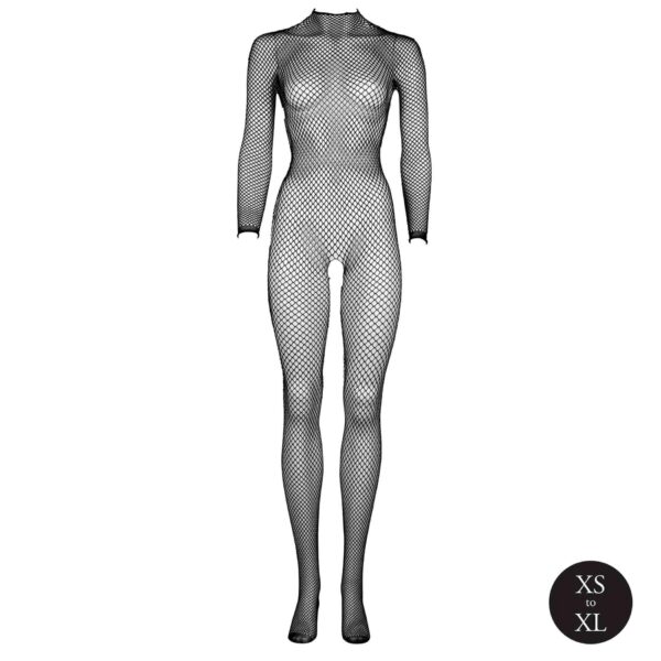 Bodystocking with fishnet structure, open crotch and turtle neck. - obrazek 9