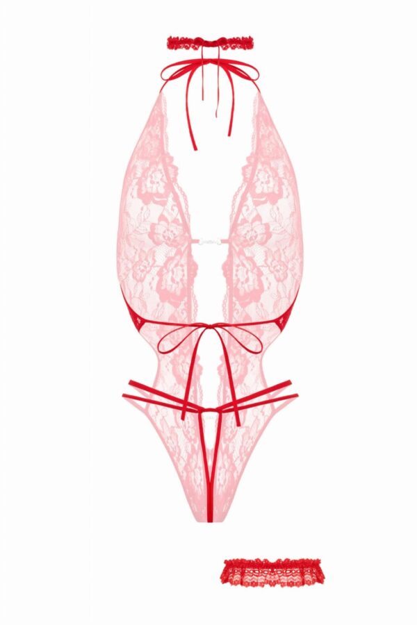 Open crotch Body Set Renee   Red - obrazek 9