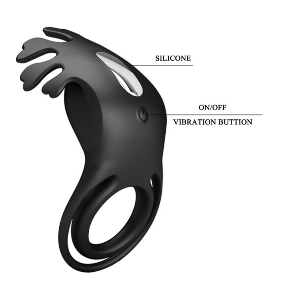 PRETTY LOVE   VIBRANT PENIS RING RUBEN Black, 7 vibration functions - obrazek 9