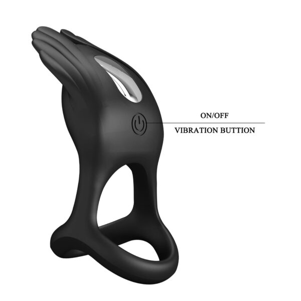 PRETTY LOVE   VIBRANT PENIS RING SILAS Black, 7 vibration functions - obrazek 9