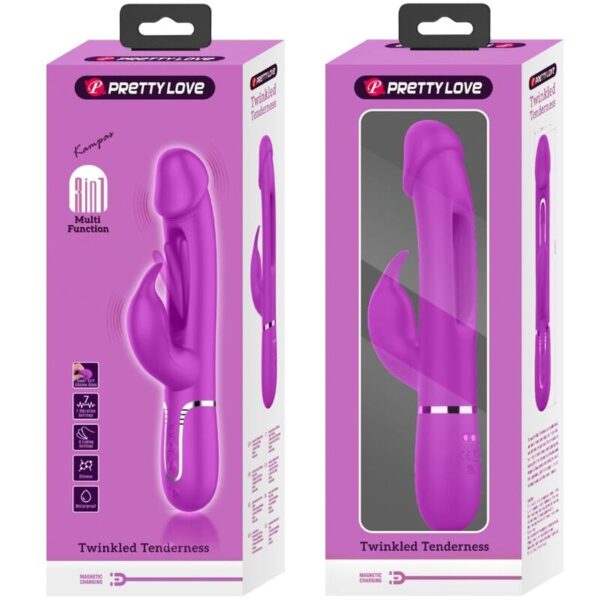 PRETTY LOVE   Kampas Rabbit 3 in 1, multifunction vibrator with tongue violet - obrazek 9