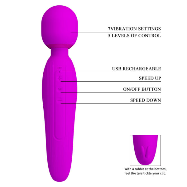 PRETTY LOVE   CURTIS fioletowy 7 VIBRATION USB - obrazek 7