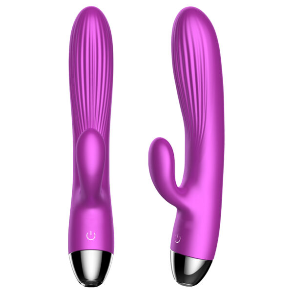 Wibrator Silicone Vibrator and Pulsator Purple USB 7+7 Function / Heating - obrazek 9
