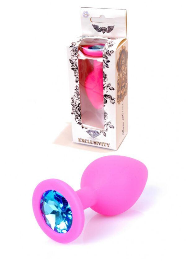 Plug Jewellery Pink Silicon PLUG Medium  Light Blue Diamond