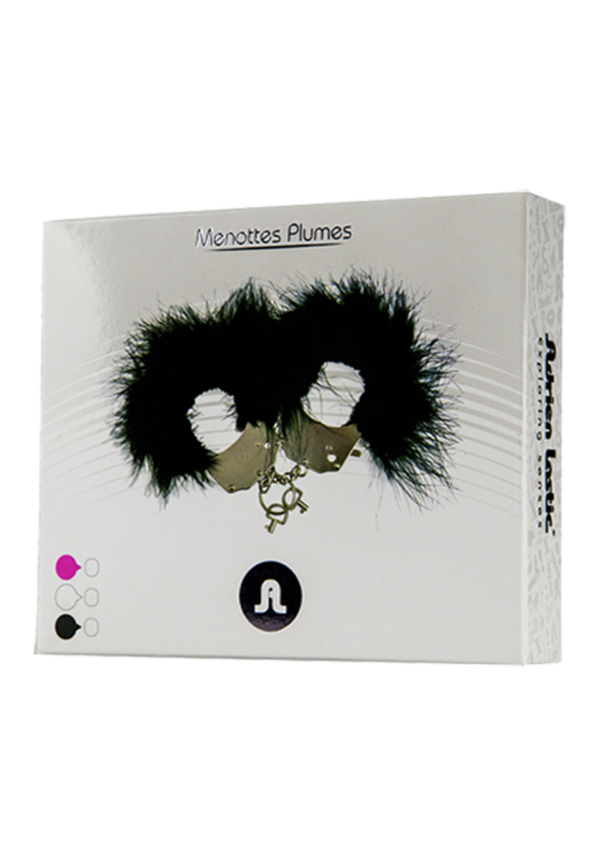 Kajdanki Śmieszna zabawka kadanki   Metallic Handcuffs,Feather Cov.. Black