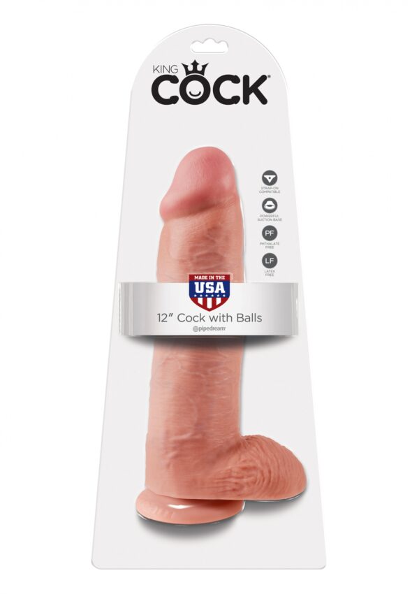 Cock 12 Inch With Balls Light skin tone - obrazek 2