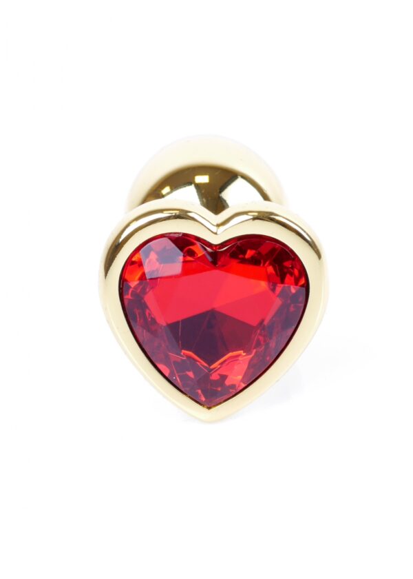 Plug Jewellery Gold  Heart PLUG  Red - obrazek 2