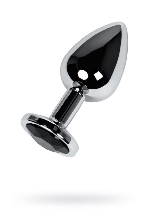 Silver anal plug TOYFA Metal with black round shaped gem