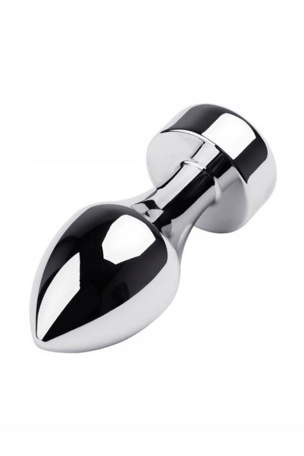 Silver anal plug TOYFA Metal with red round shaped gem