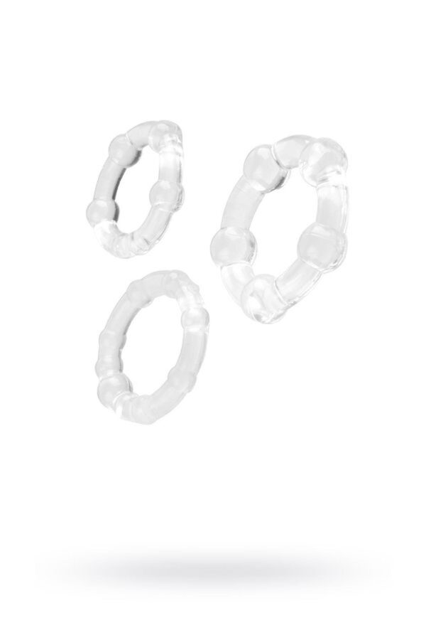 A TOYS, Cockrings set, 3 pcs.TPE,Transparent, O 3,5 / 3/2 cm