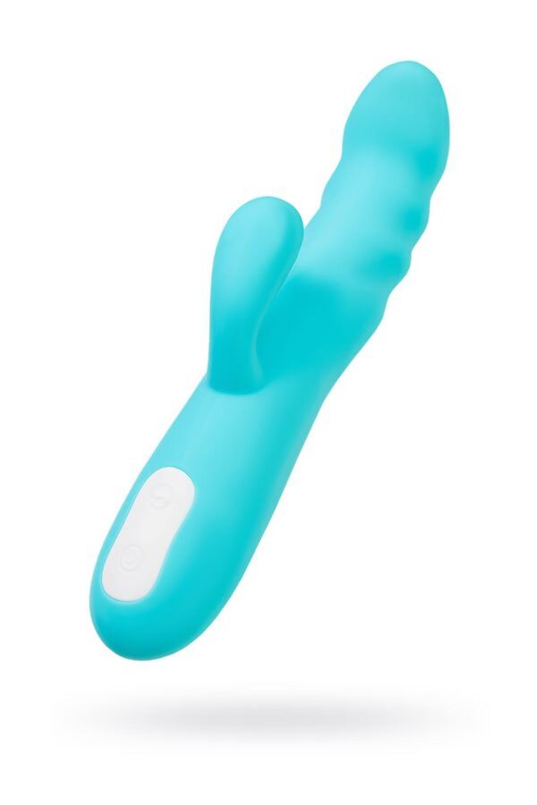JOS Vibrator rotator with clitoral stimulation JOS MERRY SWI, silicone, blue, 20.7 cm