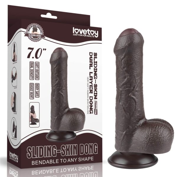7 Sliding Skin Dual Layer Dong Black