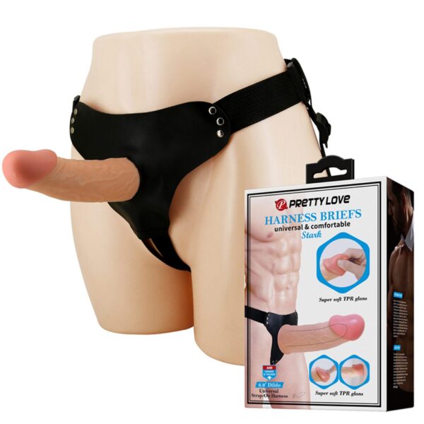 PRETTY LOVE   HARNESS BRIEFS Stark Universal Strap On Harness 6,9 Dildo Flesh