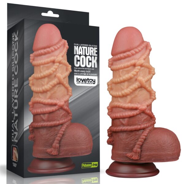 9.5 Dual layered Platinum Silicone Cock with Rope