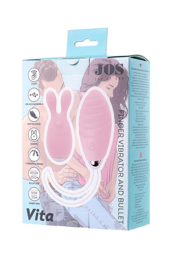 JOS VITA finger vibrating egg and vibrating attachment, silicone, powder pink, 8.5 and 8 cm - obrazek 10