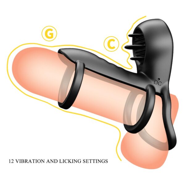 PRETTY LOVE   VIBRATING PENIS SLING Jammy, 12 vibration functions 12 licking settings Memory function - obrazek 10