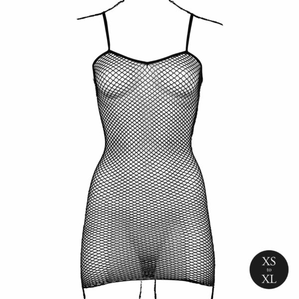 Short dress with fishnet structure and spaghetti straps - obrazek 10