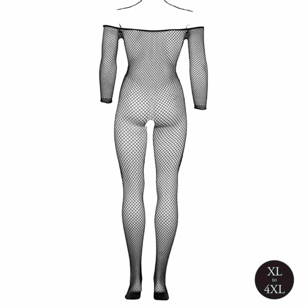 Bodystocking with off shoulder neckline, fishnet structure and open crotch. - obrazek 10