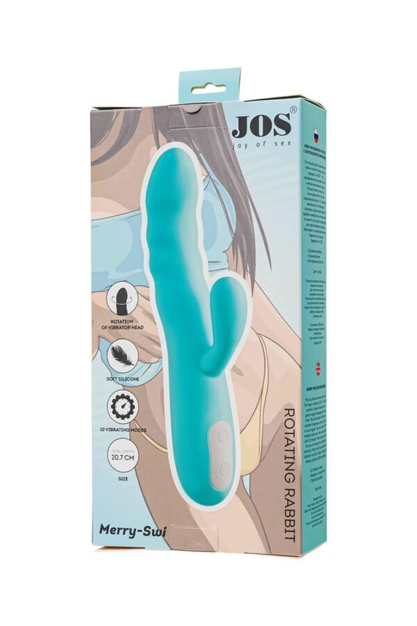 JOS Vibrator rotator with clitoral stimulation JOS MERRY SWI, silicone, blue, 20.7 cm - obrazek 11