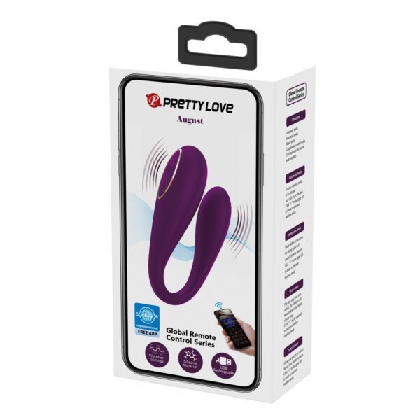 PRETTY LOVE   August, Mobile APP Long distance Control 12 vibration functions, ABS Silicone, USB rechargeable - obrazek 11
