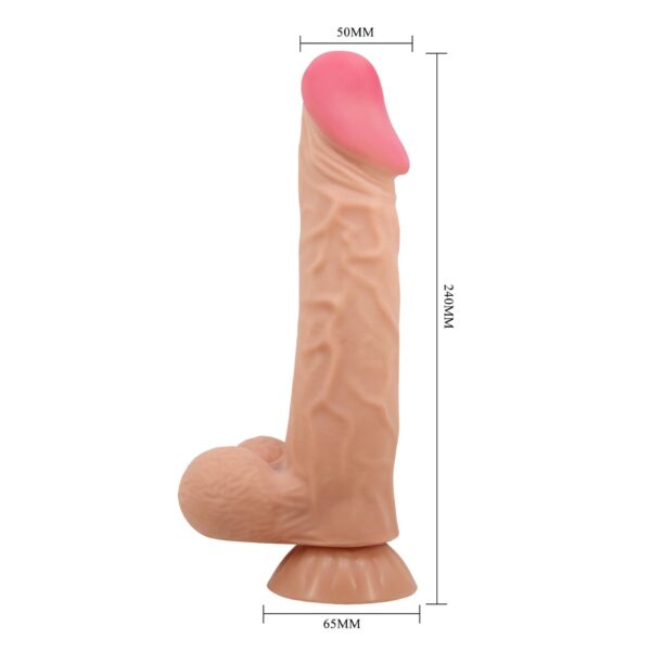 BAILE   Sliding Skin 9,4 Flesh Vibration Bendable Suction base TPR ABS - obrazek 11