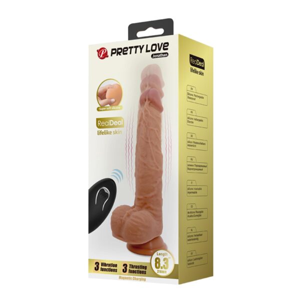 PRETTY LOVE   Jonathan 8,3 Light Brown, 3 vibration functions Thrusting Wireless remote control - obrazek 11