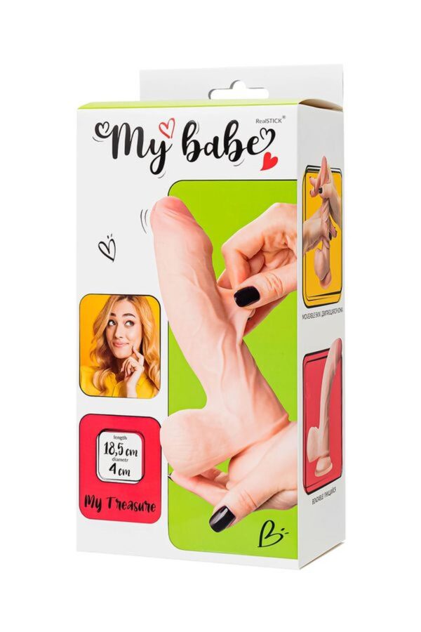 My Babe My Treasure Realistic Dildo, TPE, Nude, 18.5 cm - obrazek 11