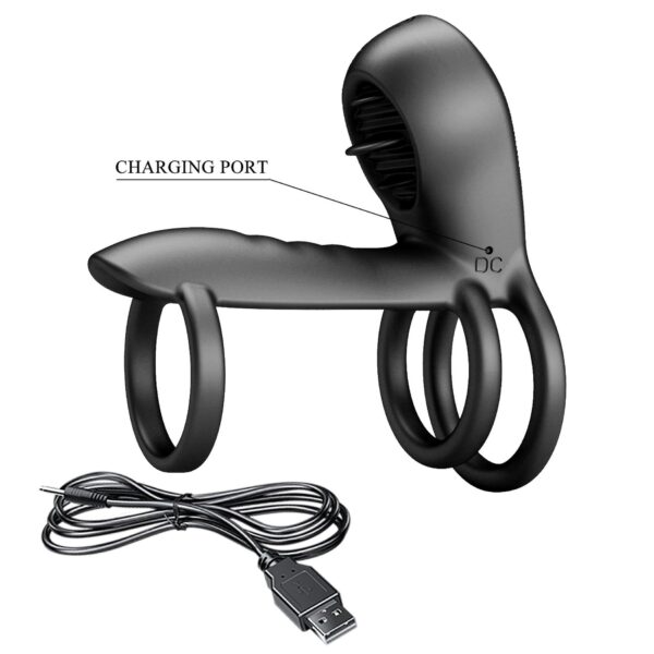 PRETTY LOVE   VIBRATING PENIS SLING Jammy, 12 vibration functions 12 licking settings Memory function - obrazek 12