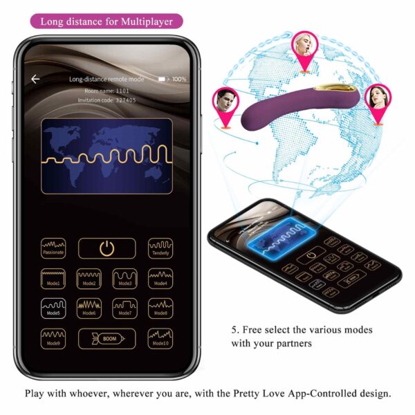 PRETTY LOVE   Ethan purple, 12 vibration functions Mobile APP Long distance Control - obrazek 19