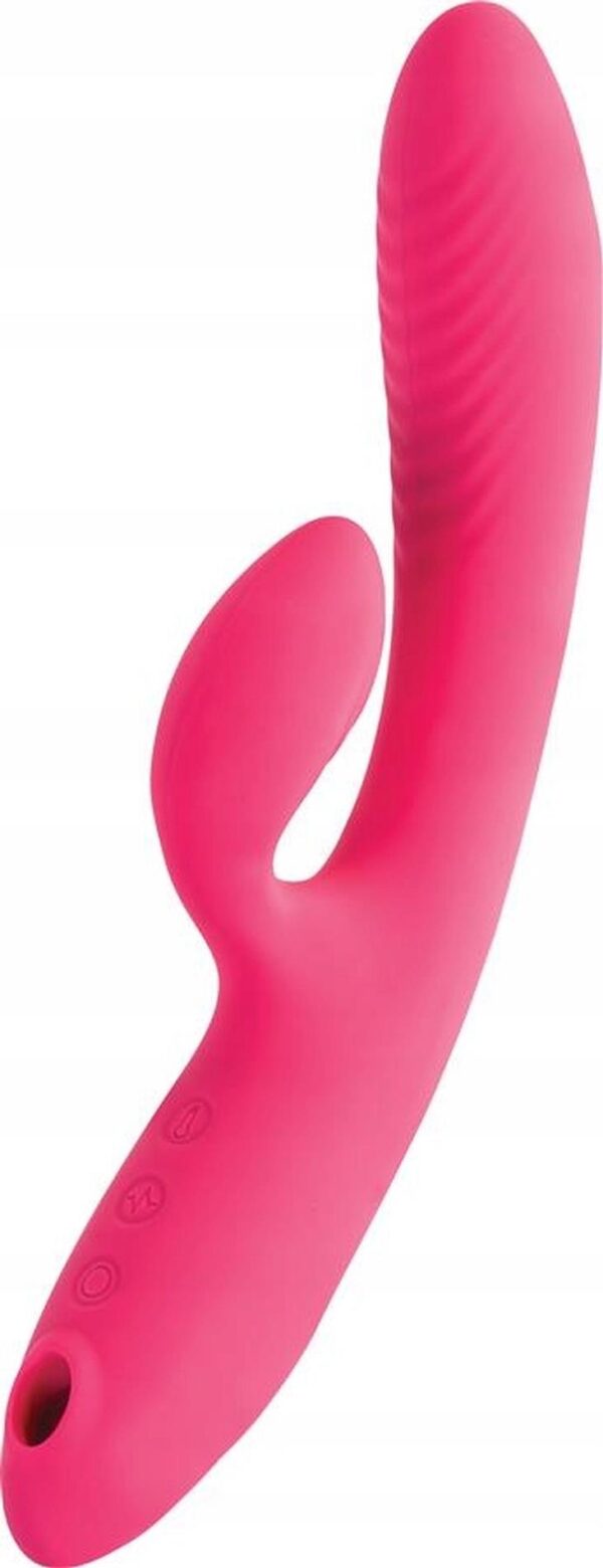 JOS Vibrator with vacuum wave stimulation Enila, silicone, pink, 23 cm - obrazek 2