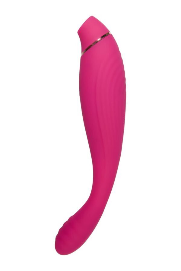 JOS Danvi vibrator with vacuum wave stimulation, silicone, pink, 21.5 cm - obrazek 2