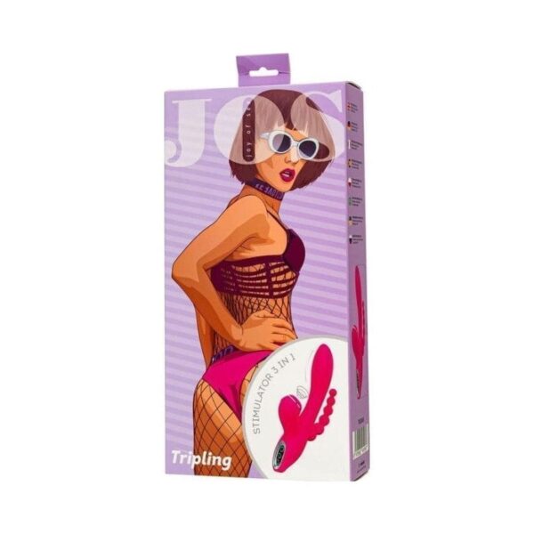 JOS Stimulator 3 in 1 Tripling, silicone, pink, 21cm - obrazek 2