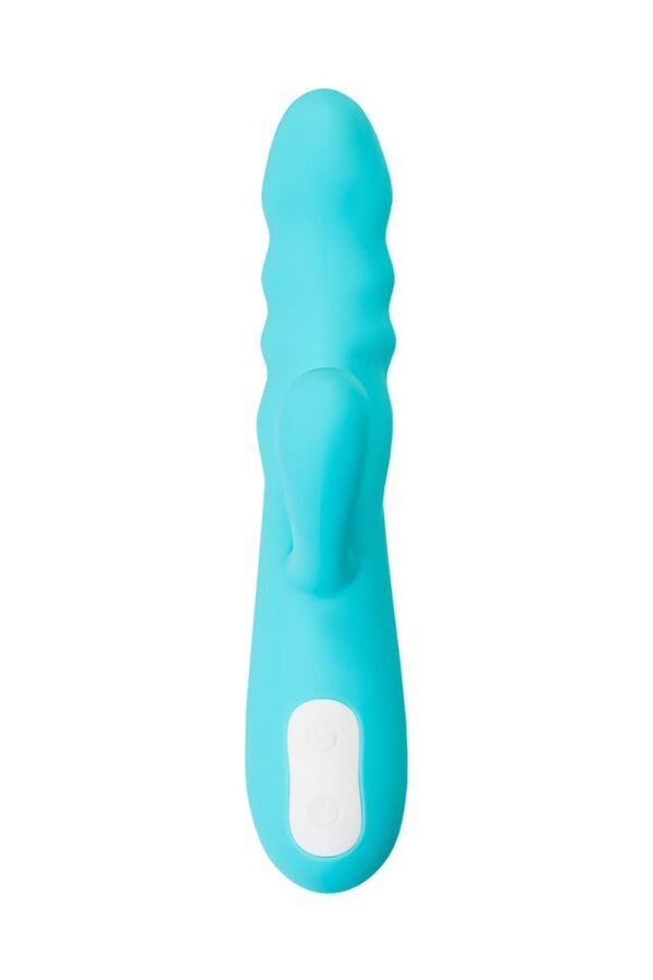 JOS Vibrator rotator with clitoral stimulation JOS MERRY SWI, silicone, blue, 20.7 cm - obrazek 2