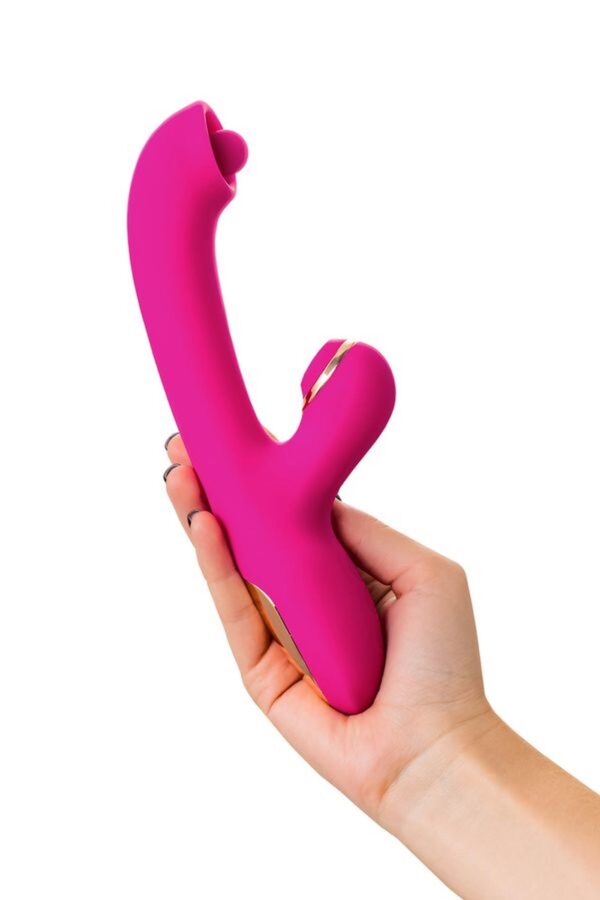 Vibrator with stimulating ball and vacuum stimulation JOS Rolli, silicone, pink, 22 cm - obrazek 2