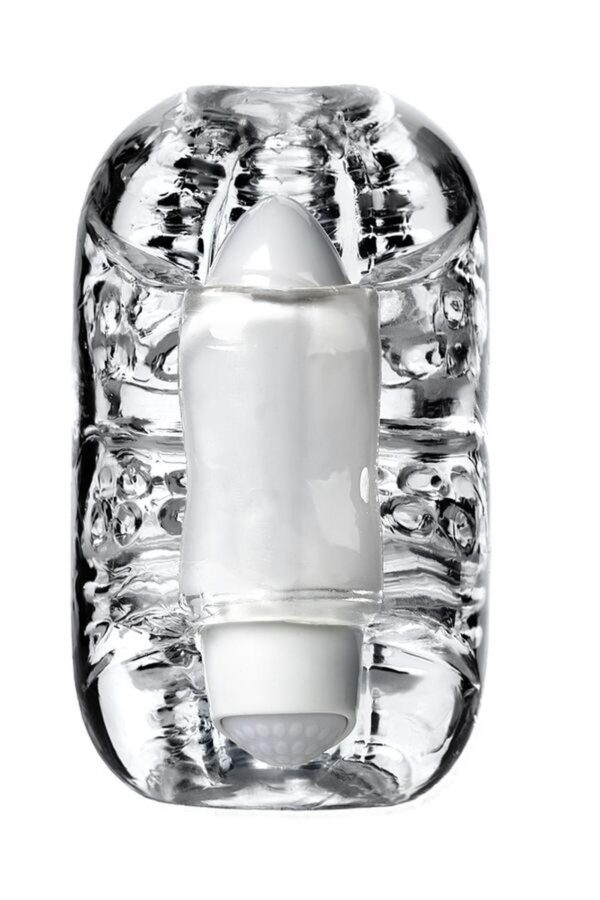 Lingam Khani, Vibrating Masturbator, TPE, Transparent, 9 cm - obrazek 2
