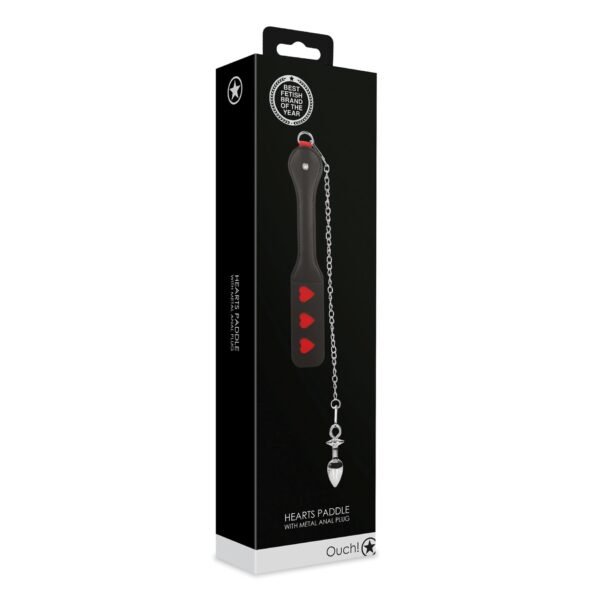 Hearts Paddle with Metal Anal Plug - obrazek 2