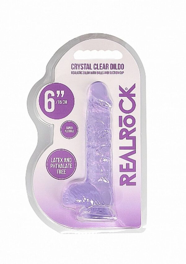6 / 15 cm Realistic Dildo With Balls   Purple - obrazek 2