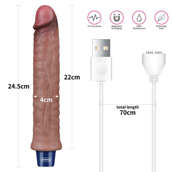 9.5 REAL SOFTEE Rechargeable Silicone Vibrating Dildo - obrazek 2