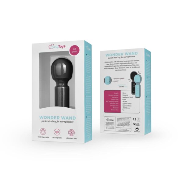 Mini Vibe Wand Vibrator   Black - obrazek 2