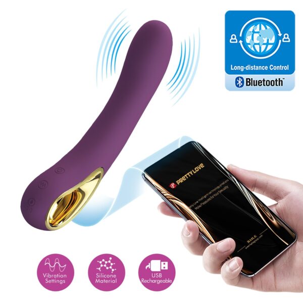 PRETTY LOVE   Ethan purple, 12 vibration functions Mobile APP Long distance Control - obrazek 2