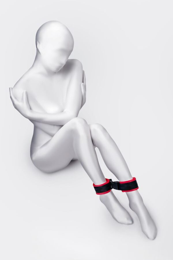 Anonymo handcuffs, velour, red, 29 cm - obrazek 2